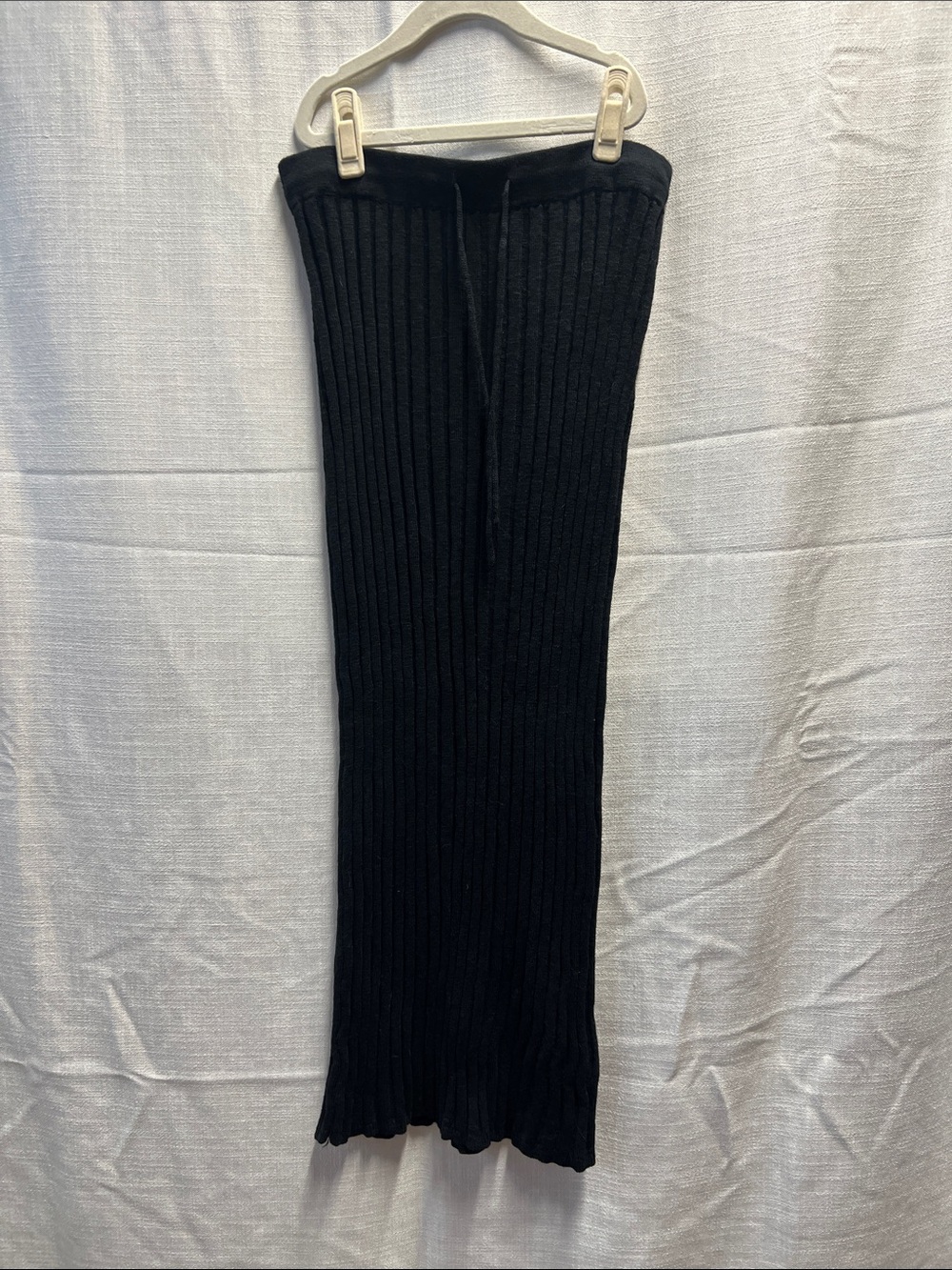 Free People Beach Black Ribbed Midi Skirt